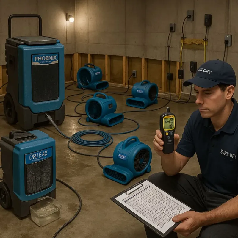 Structural Drying and Dehumidification process in Maud, OK